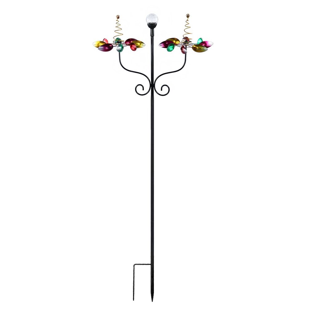 Wind Spinners With Solar Lights Garden Flower Lover Outdoor