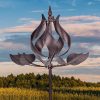 Espiral de cobre al aire libre 3D flor viento hilanderos con hoja