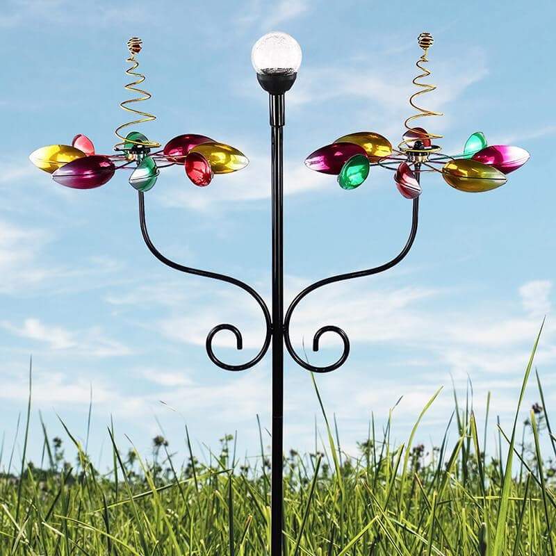 Vent Spinners avec éclairage solaire jardin amoureux des fleurs en plein air