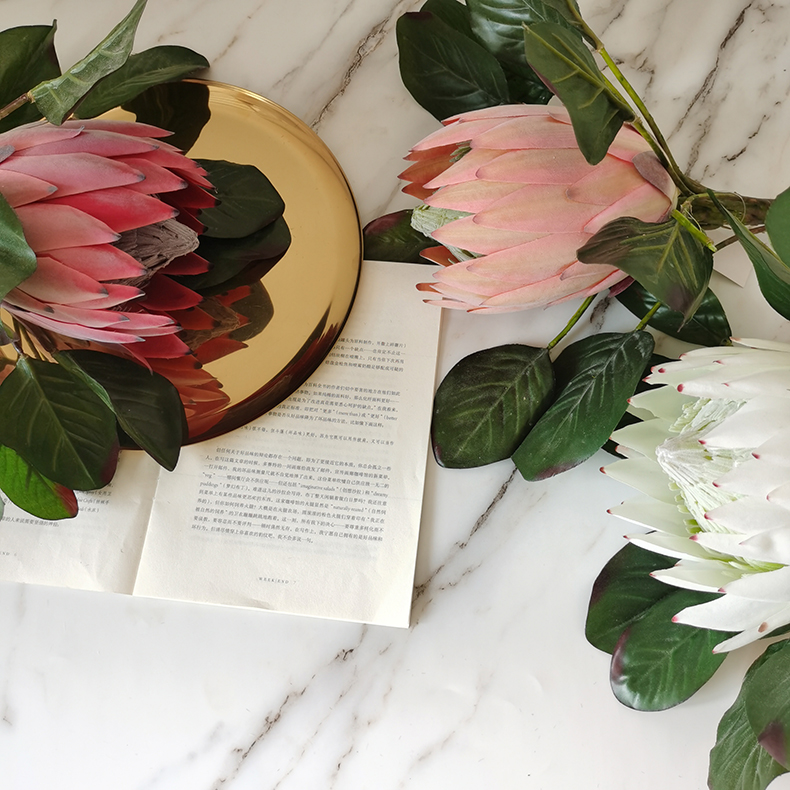 Artificial flower silk giant protea cynaroides wedding valentine's decoration fake protea flower stem