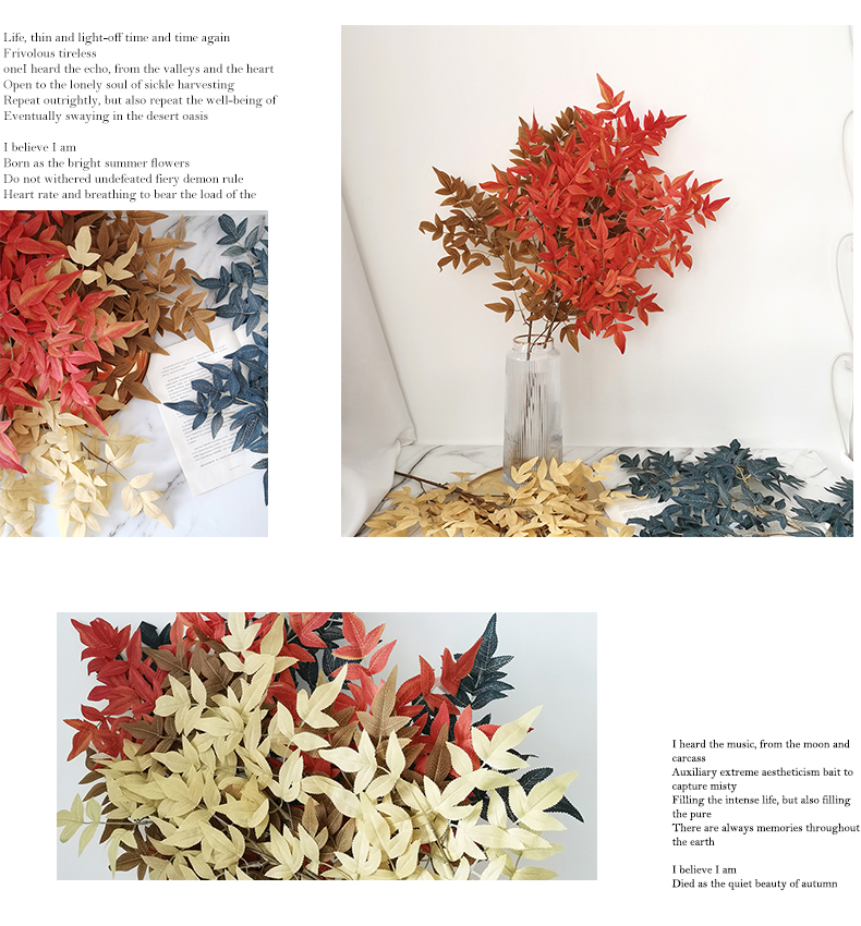 Artificial maple leaves stems plant branches wedding and home decoration leaves