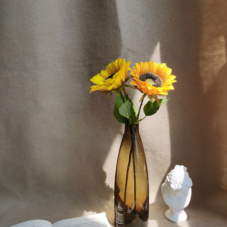 Simulation silk flowers wedding artificial real touch sunflower stem fake flowers spray manufacturer