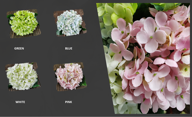 Hot sale real touch simulation silk hydrangea multi-colored artificial silk flower for decoration