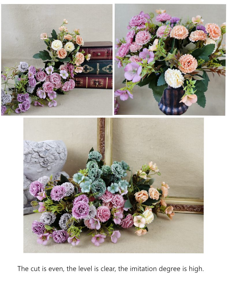 Hot sale for wedding and home decor carnations artificial silk flower bush factory wholesale fake flower bouquet