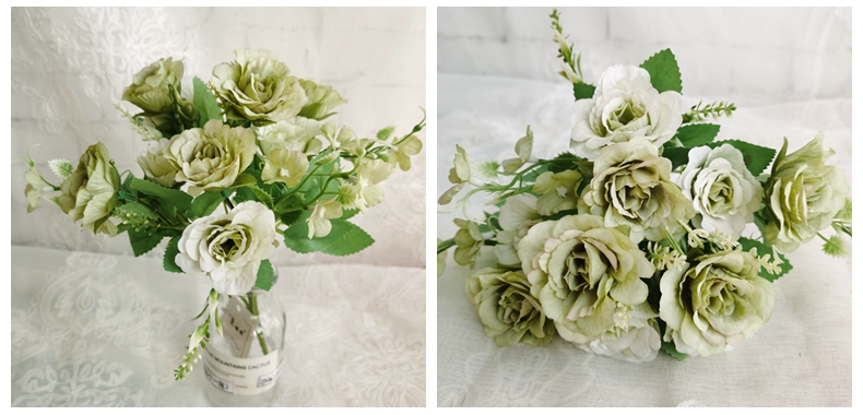 Ifg Artificial 3head Single Flower Roses Blush Silk Flower Decorative