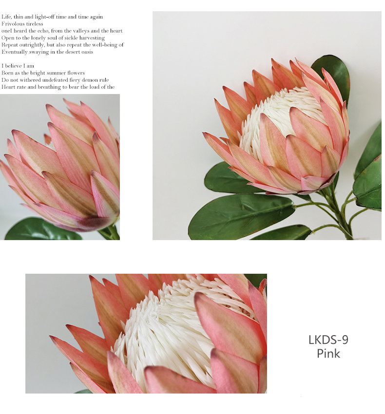 Artificial flower manufacturer wedding decoration fake cheap silk flower protea cynaroides tropical  king protea