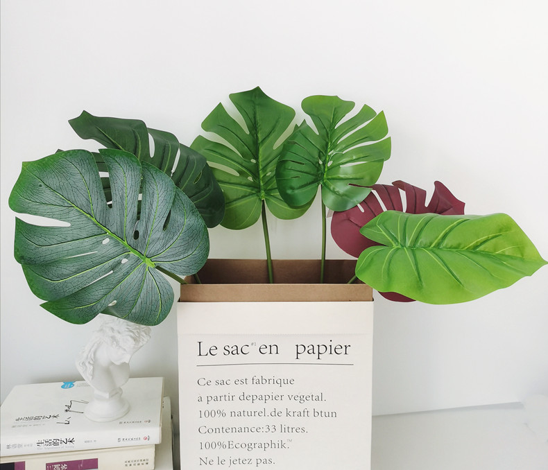 wholesale artificial turtle leaf monstera plant for home and wedding decoration fake monstera leaves stem