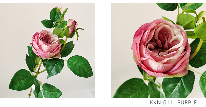 Artificial 2 heads silk rose stem rose bulk for wedding home party decoration fake simulation rose flower