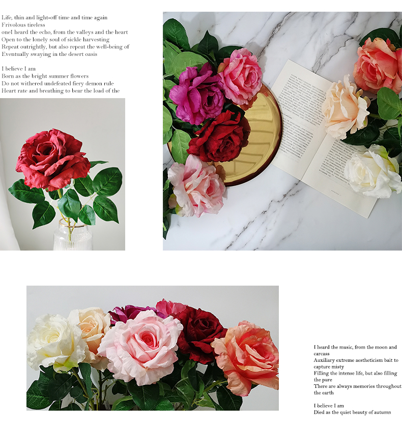 Artificial silk flower manufacturer wedding simulation rose flower party home decor
