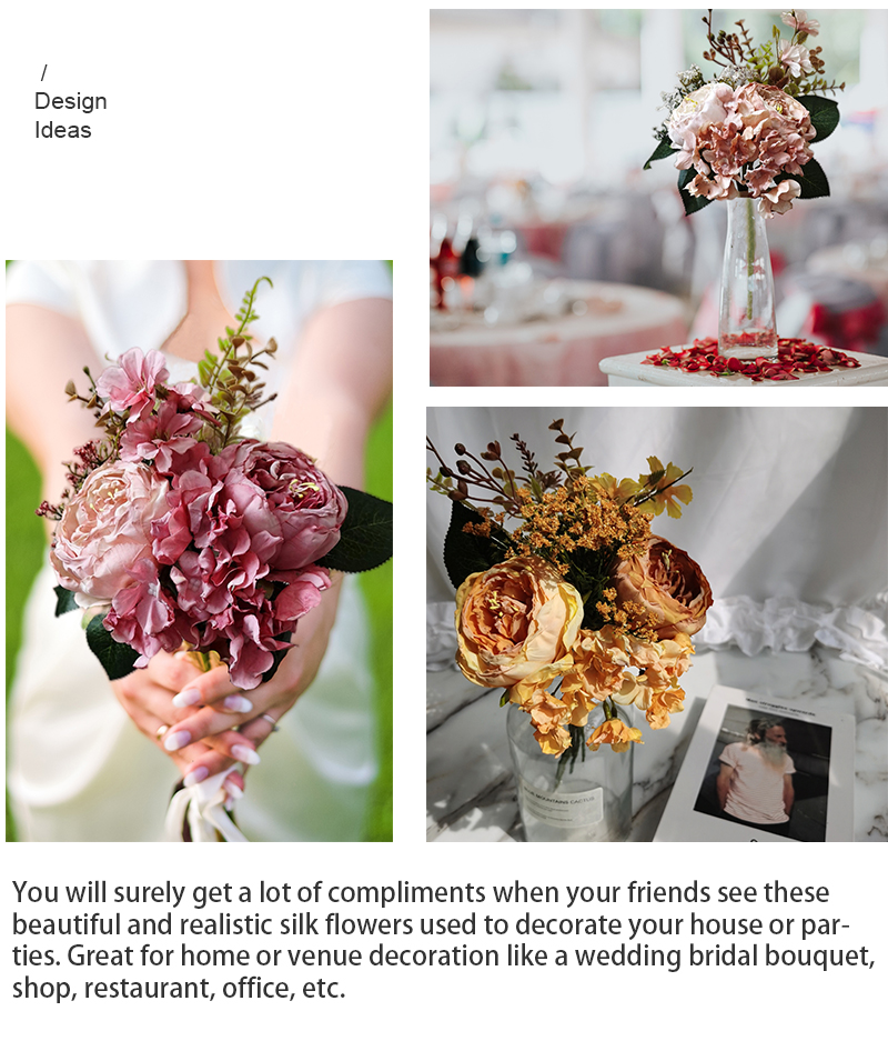 Decorative silk peony flowers wedding artificial peony flower bouquet