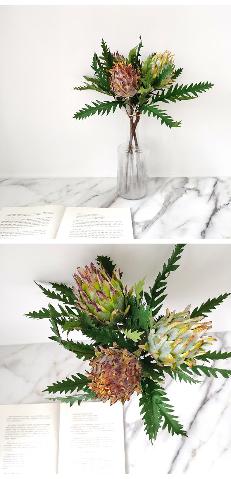 2021 hot sale 17" plastic giant protea cynaroides king protea wedding decoration