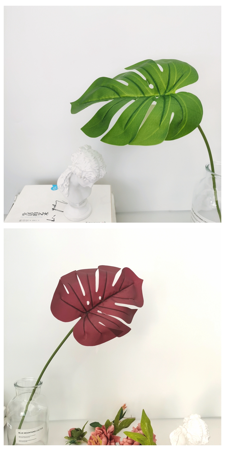 wholesale artificial turtle leaf monstera plant for home and wedding decoration fake monstera leaves stem