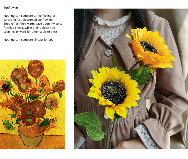 Simulation silk flowers wedding artificial real touch sunflower stem fake flowers spray manufacturer