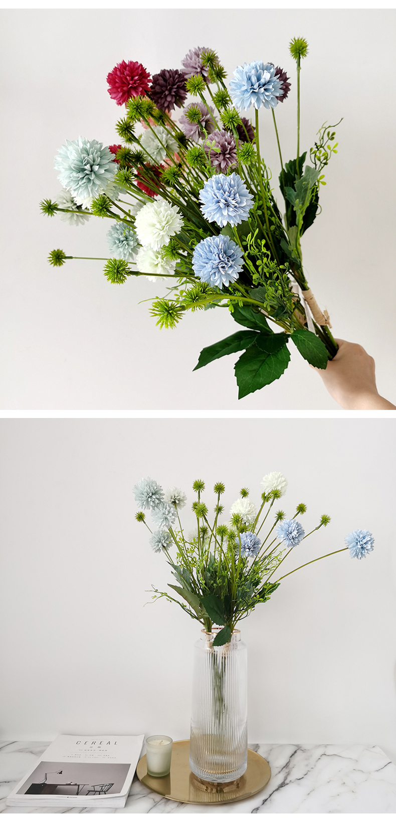 Simulation silk flower wedding home party table decor artificial dandelion flower manufacturer