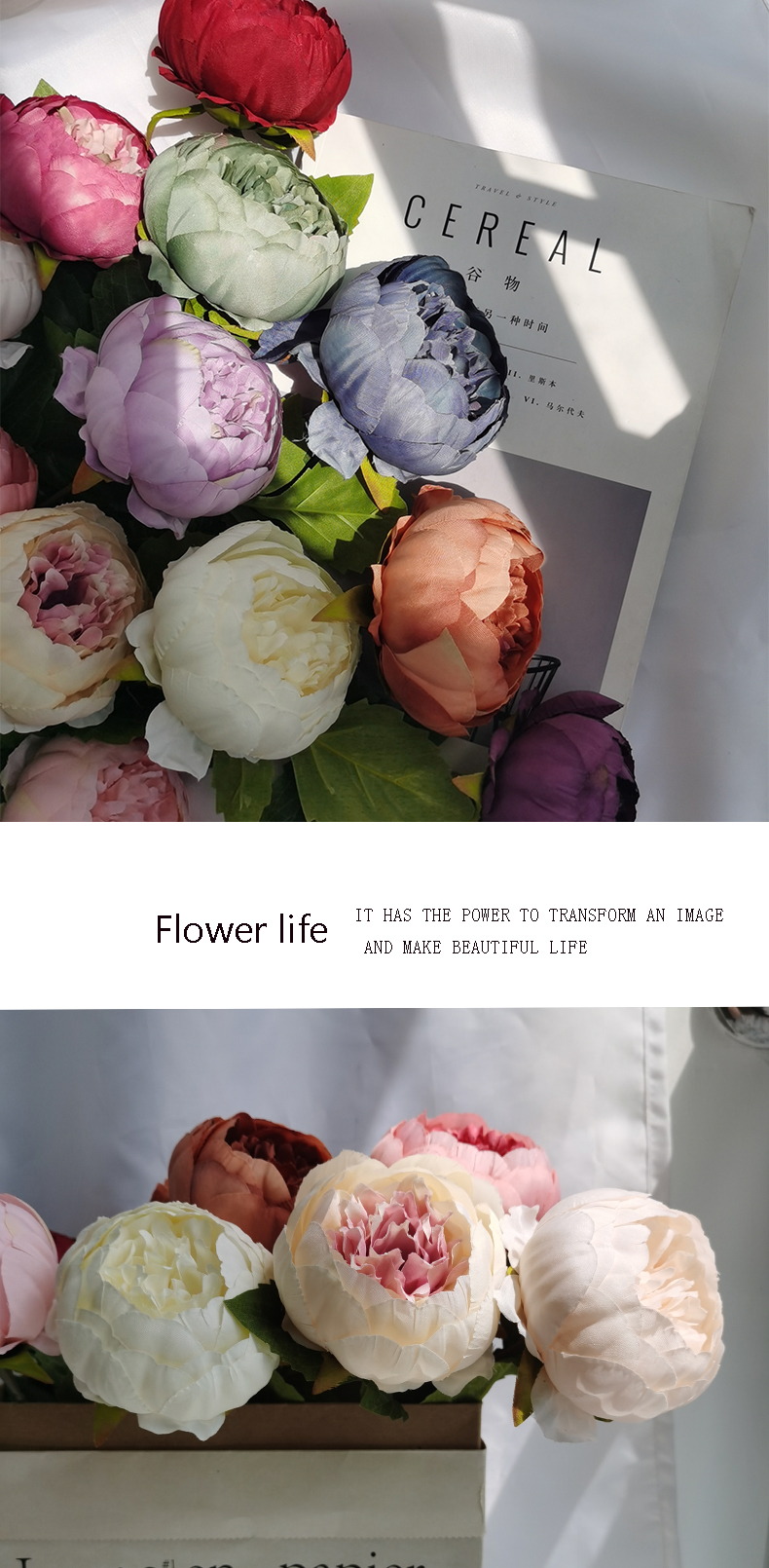 high quality artificial peony silk flower manufacturer simulation flowers home wedding decoration peony flowers