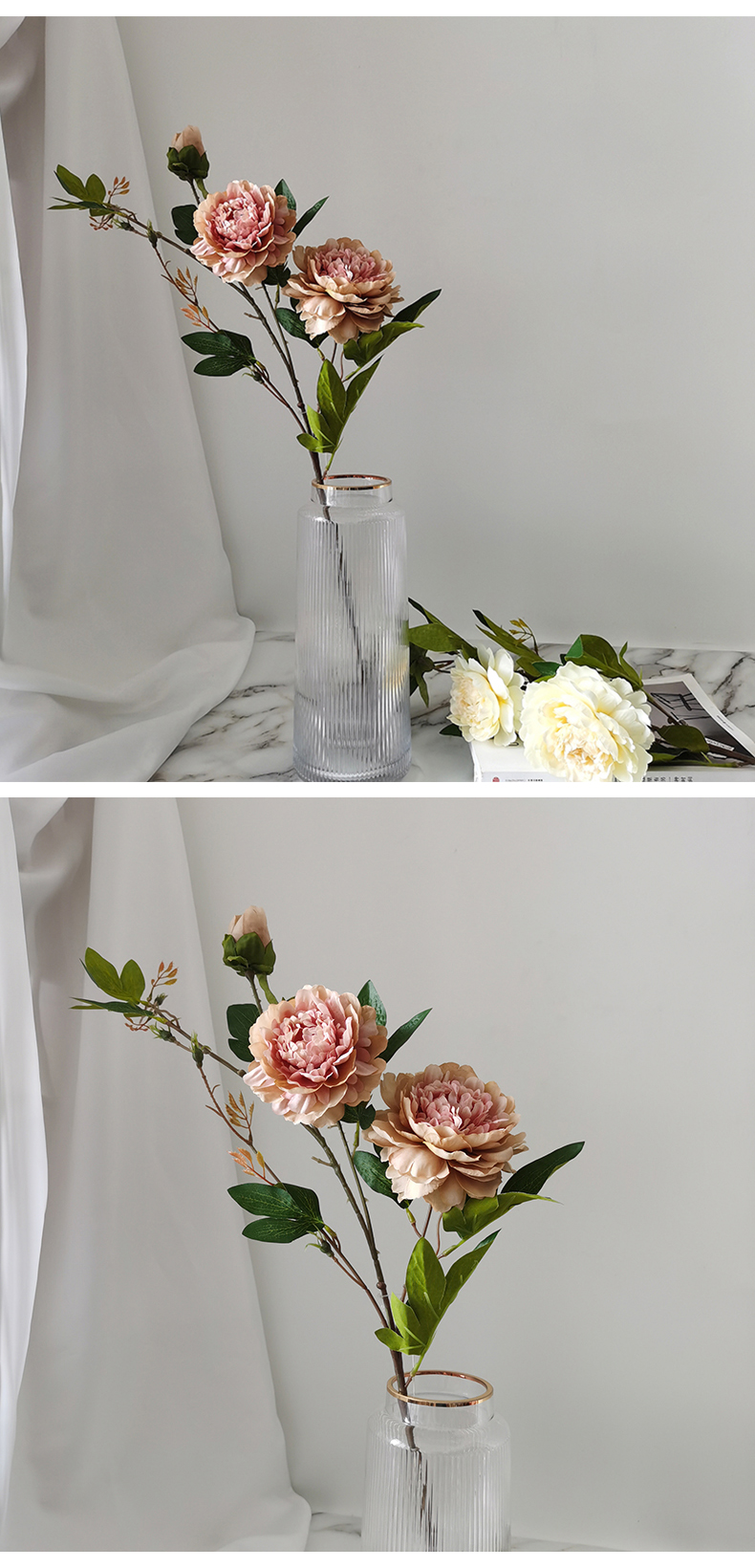 Cheap artificial silk peony flower single long stem Valentine's day home wedding decoration flower manufacturer