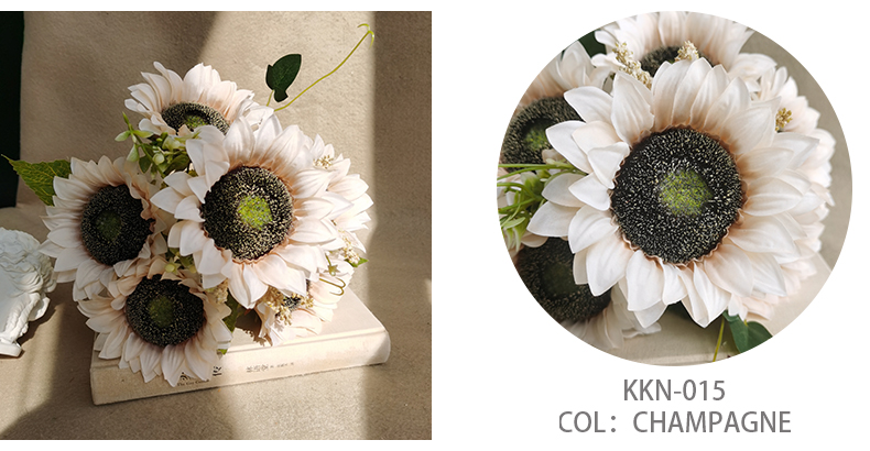 Artificial flower manufacturer 6 heads silk sunflower bouquet centerpiece sunflower with stem simulation flowers