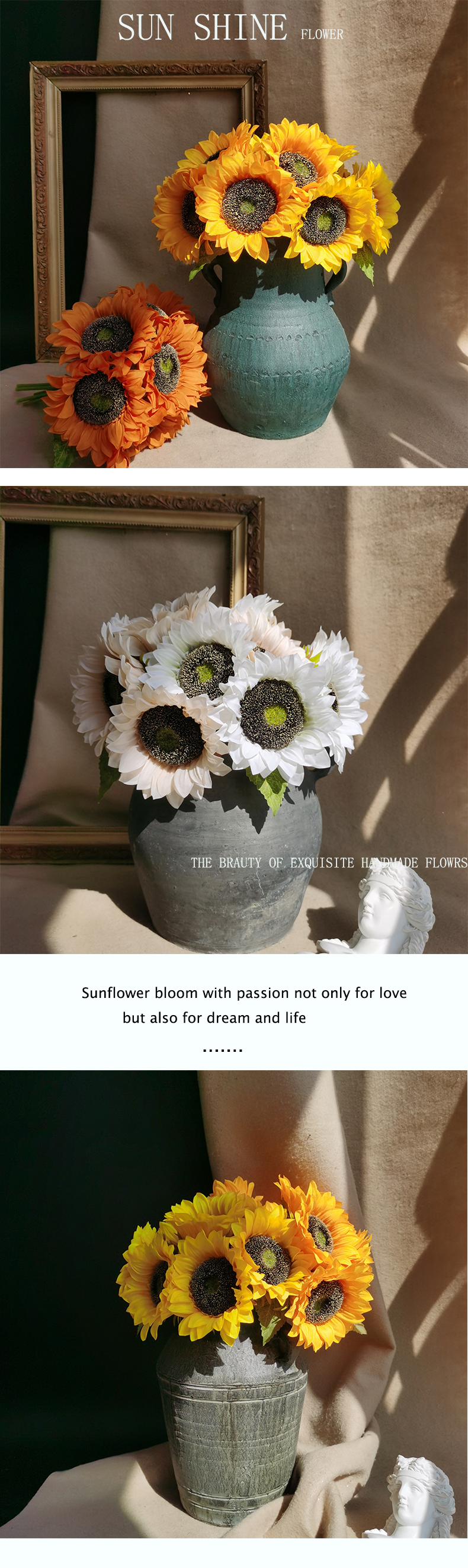 High quality faux artificial flower silk sunflower bouquet centerpiece flower home accessories decoration