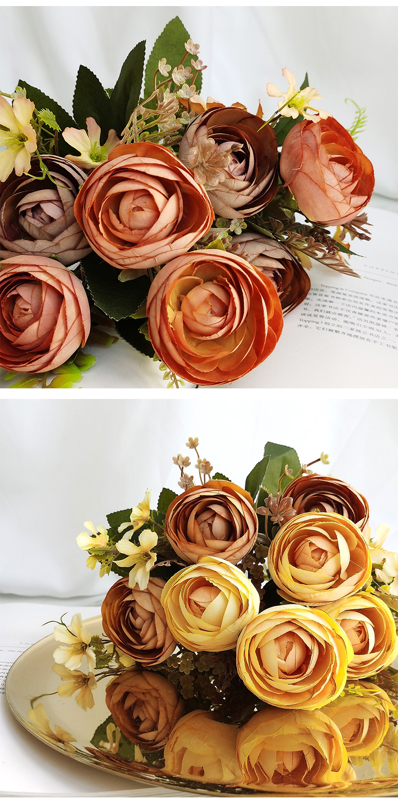 Decorative silk rose flower bouquet centerpiece flower wedding supplies artificial flowers bunch