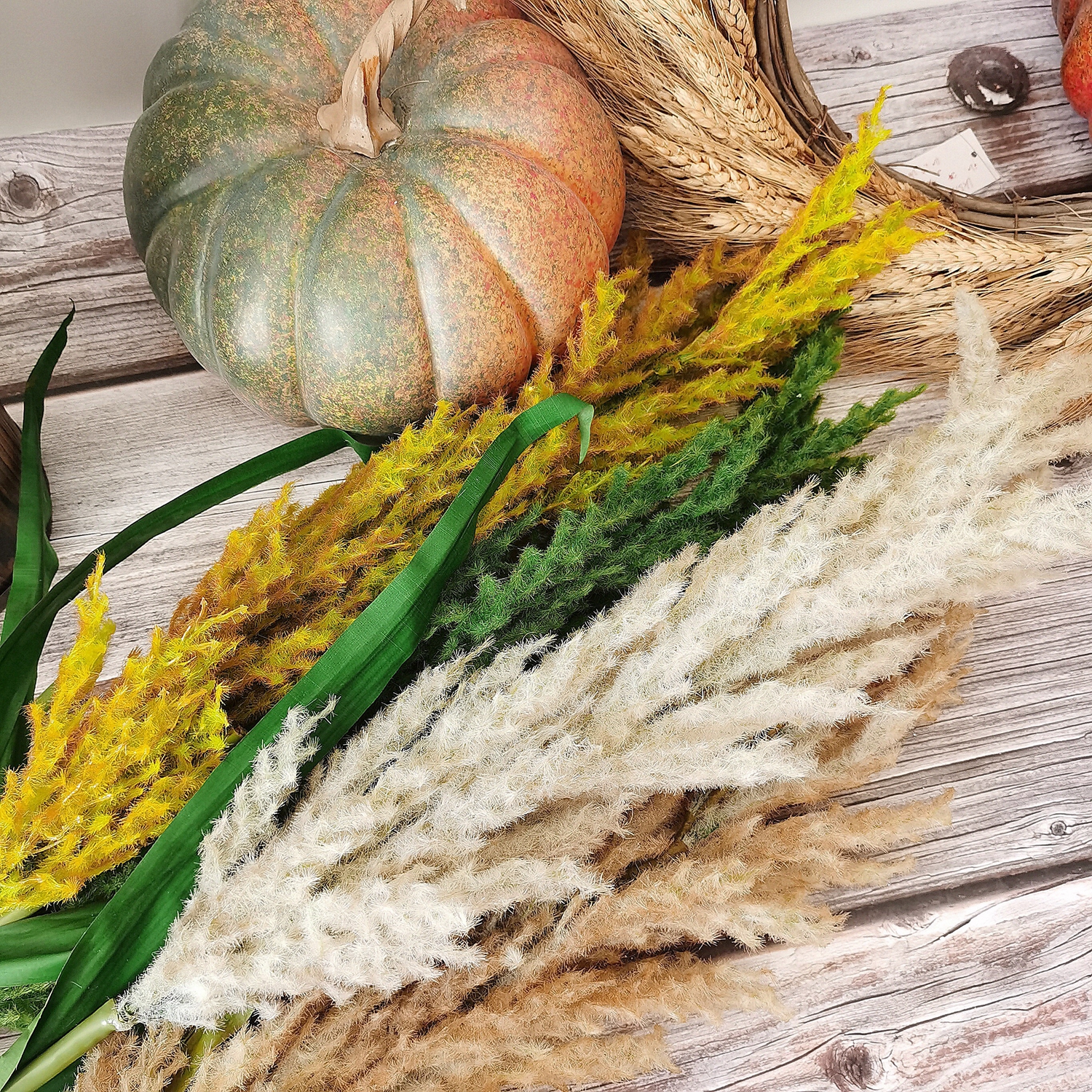 Artificial flower plastic reed straw for home and wedding decoration fake pampas grass spray