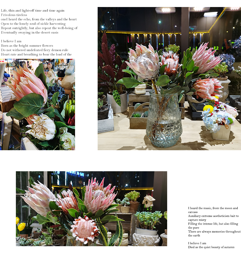 2022 New arrival real touch flocked artificial flower giant protea cynaroides wedding fake decoration flower