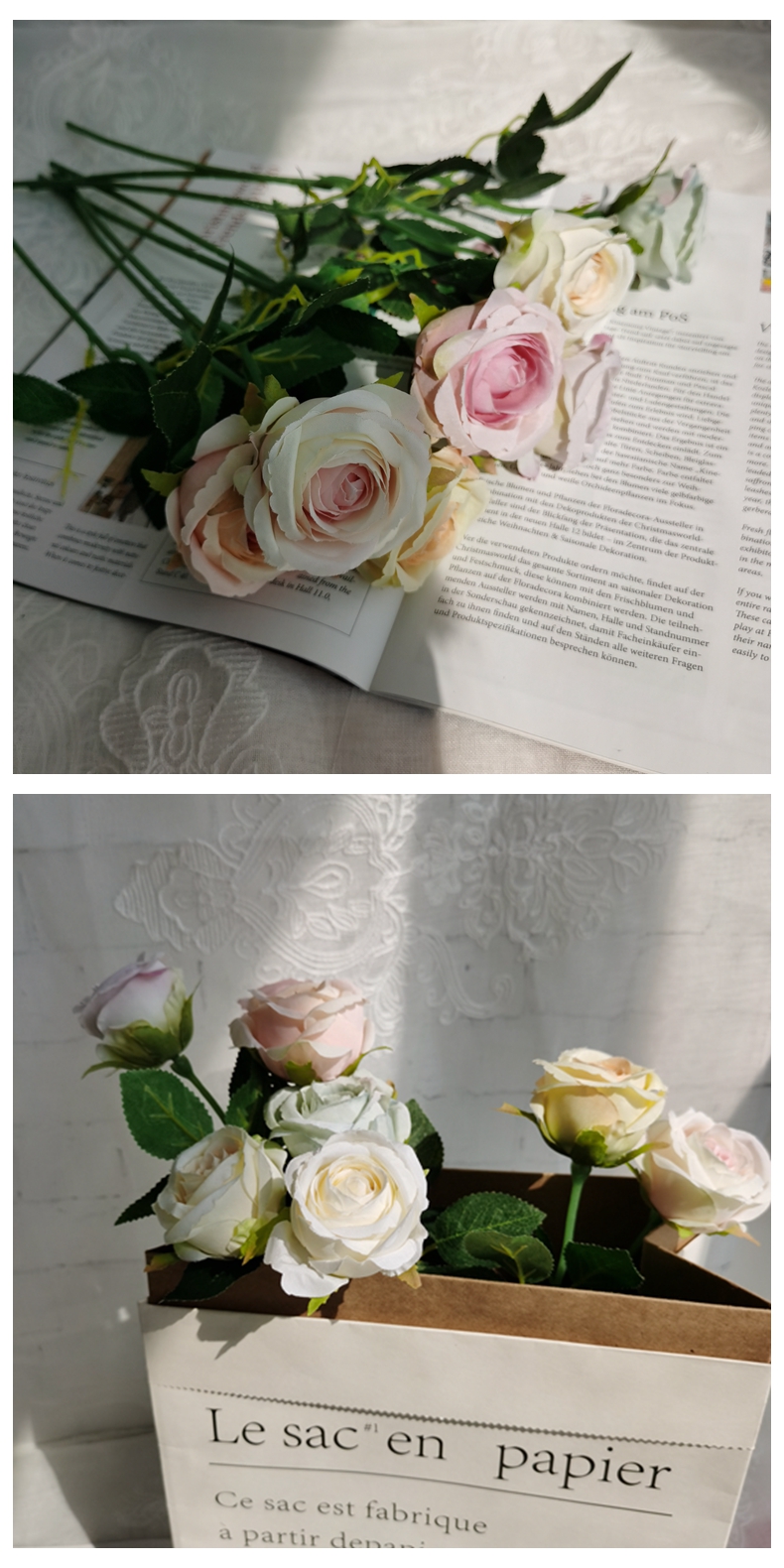 Decoration flower 38CM artificial silk rose flower pick for home wedding decoration simulation rose stem