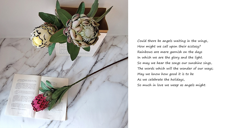 Artificial protea cynaroides tropical silk flower faux king protea flower for home and wedding decoration