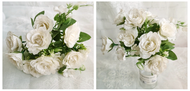 Ifg Artificial 3head Single Flower Roses Blush Silk Flower Decorative