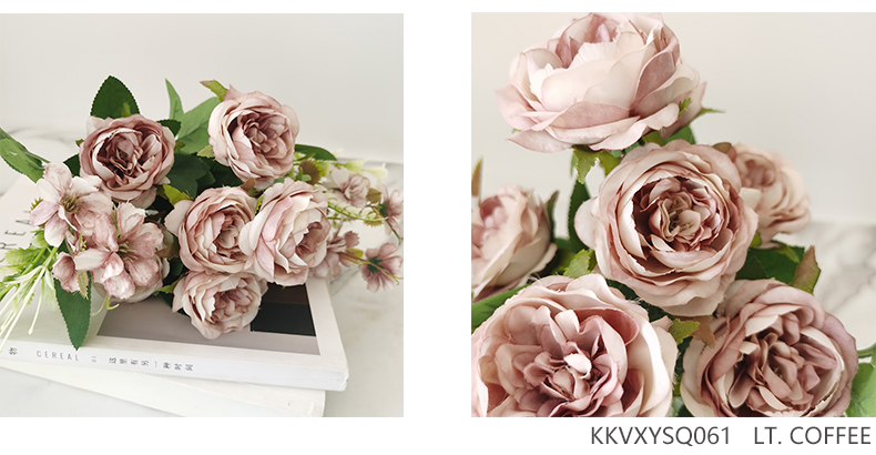 Artificial Valentine's day artificial silk rose bunch wedding home party table decor rose bouquets