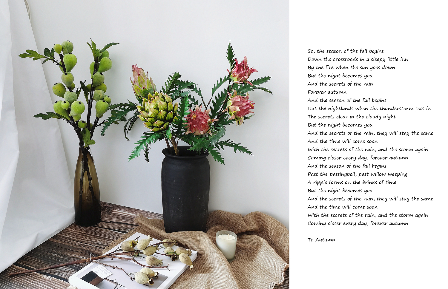 Artificial 3 heads silk king protea flower for home decor fake protea flower