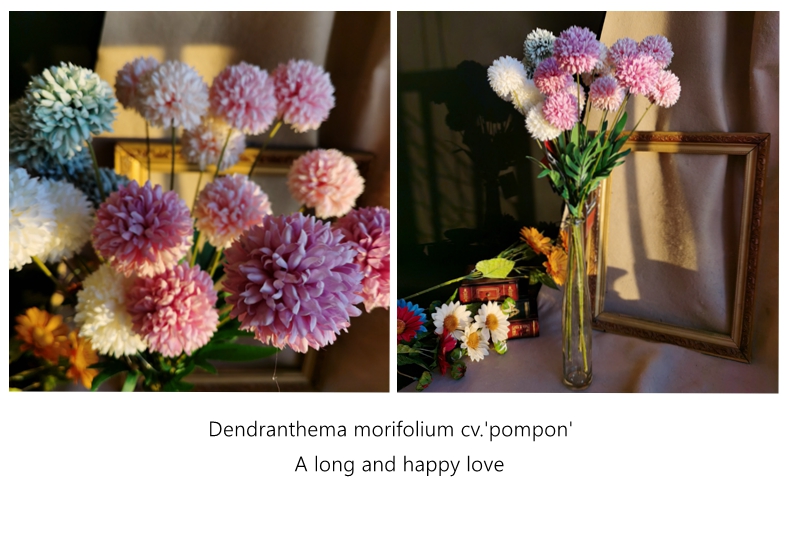 Colorful artificial flower 4 flower head ball chrysanthemum home wedding supplier decorative flower