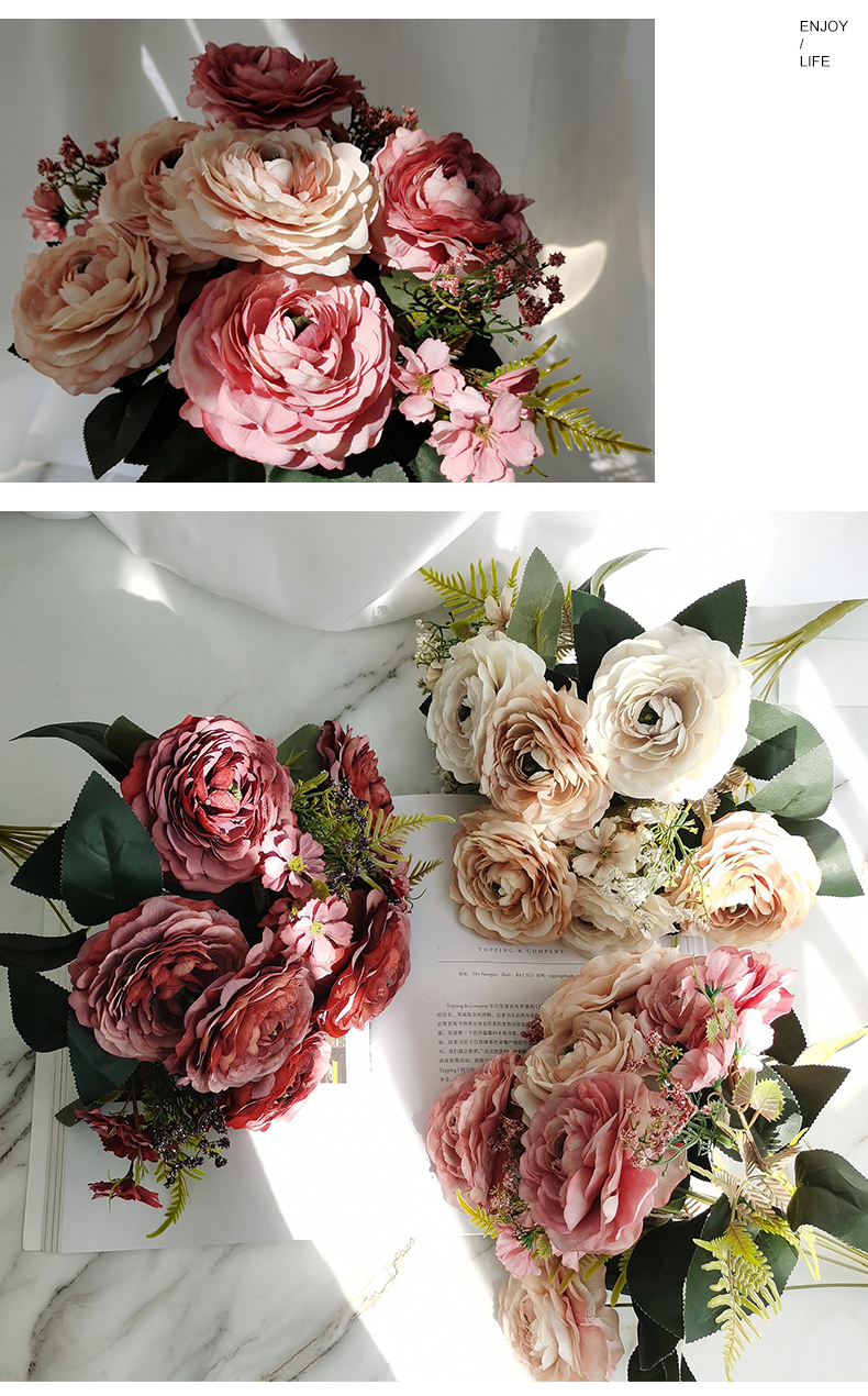 Amazon top seller ted bakerlayered wedding supplies flower bunch centerpiece flower decorative artificial peony flower bouquet
