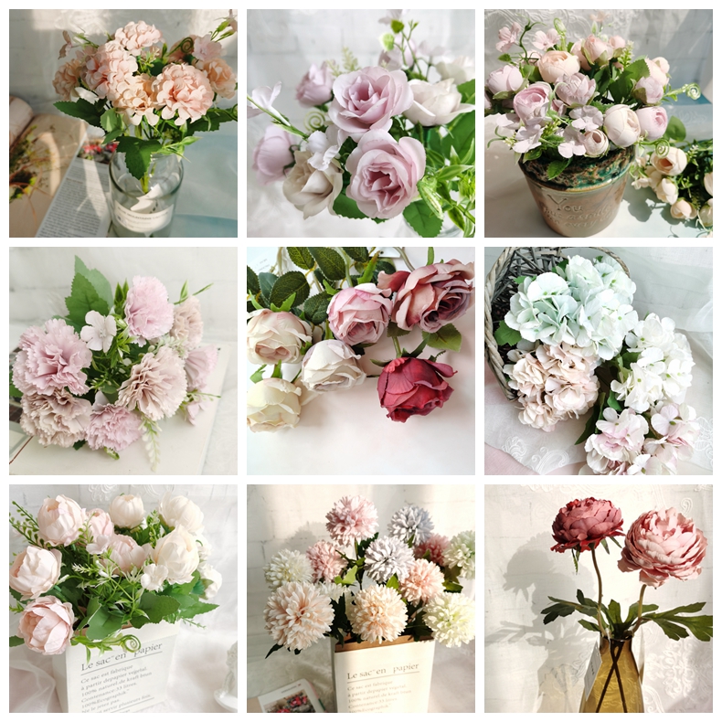 28CM Artificial silk rose flowers Bouquet For Home Wedding Decoration