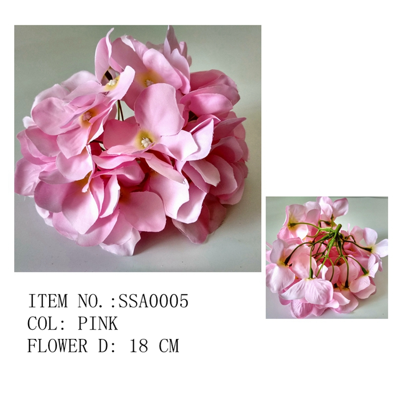 Wholesale Artificial Silk Hydrangea Flower head  Diameter 18CM  for wedding decoration