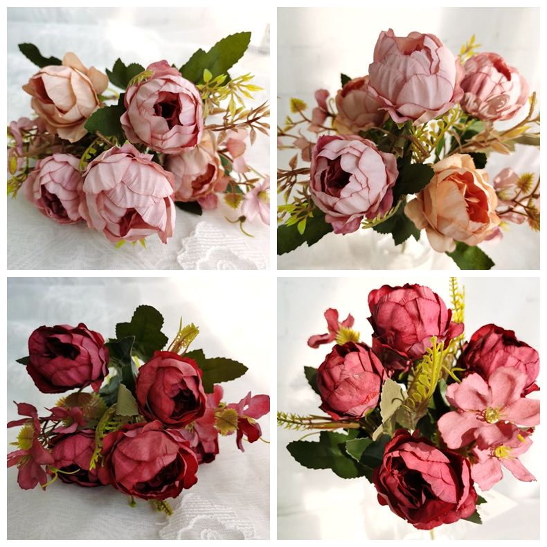 wholesale real touch colorful artificial peony bouquet silk artificial flower manufacturer