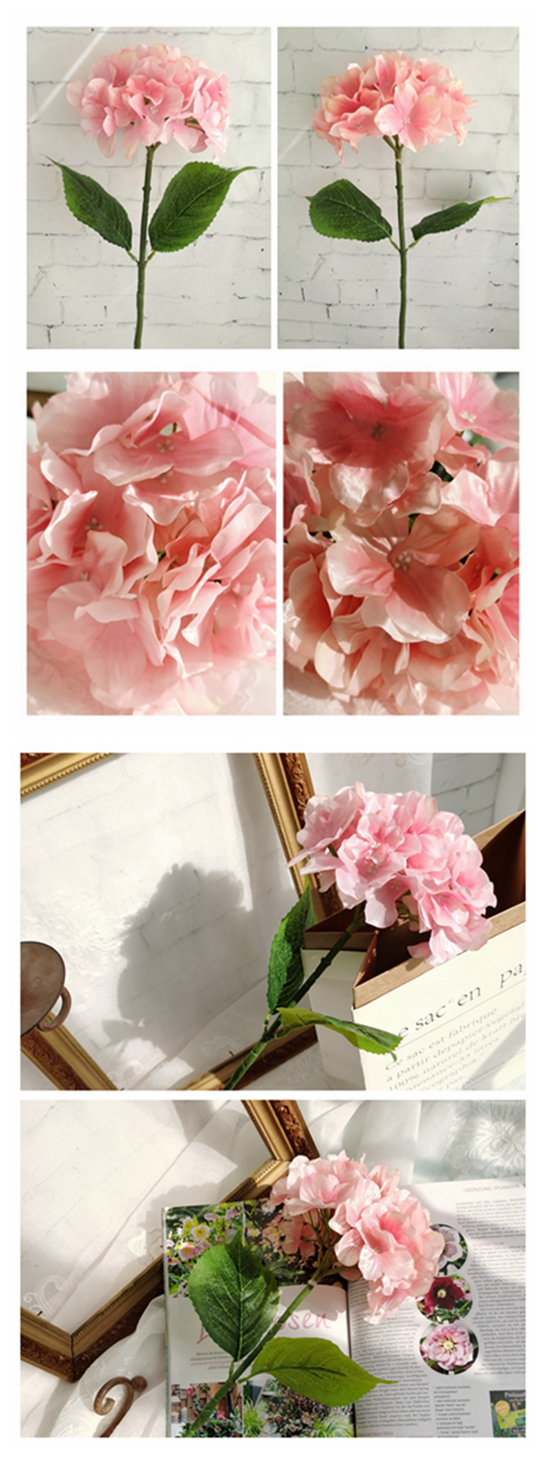 Spring decorative artificial hydrangea flower for home decor simulation silk hydrangea stem