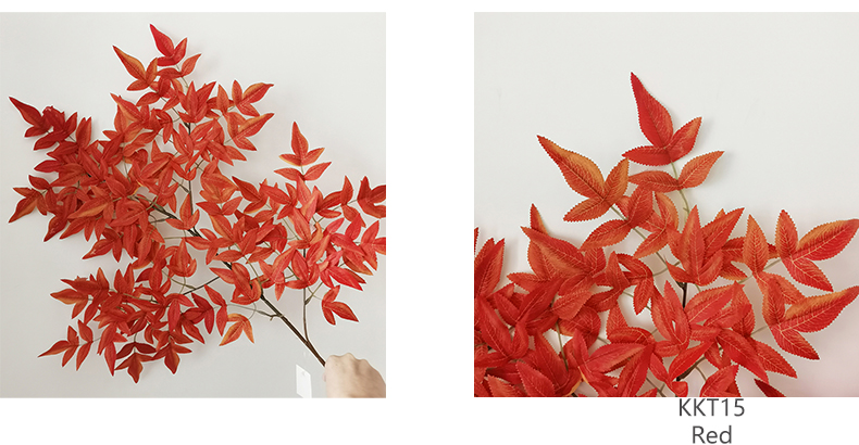 Artificial maple leaves stems plant branches wedding and home decoration leaves