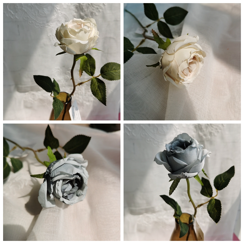 Single 38CM artificial silk rose flower pick for home wedding decoration simulation silk rose flower stem
