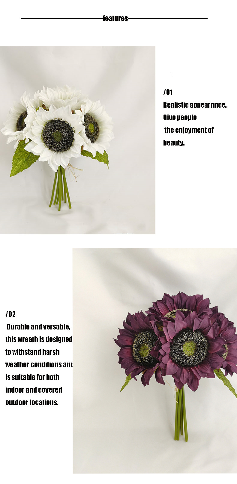 High quality faux artificial flower silk sunflower bouquet centerpiece flower home accessories decoration
