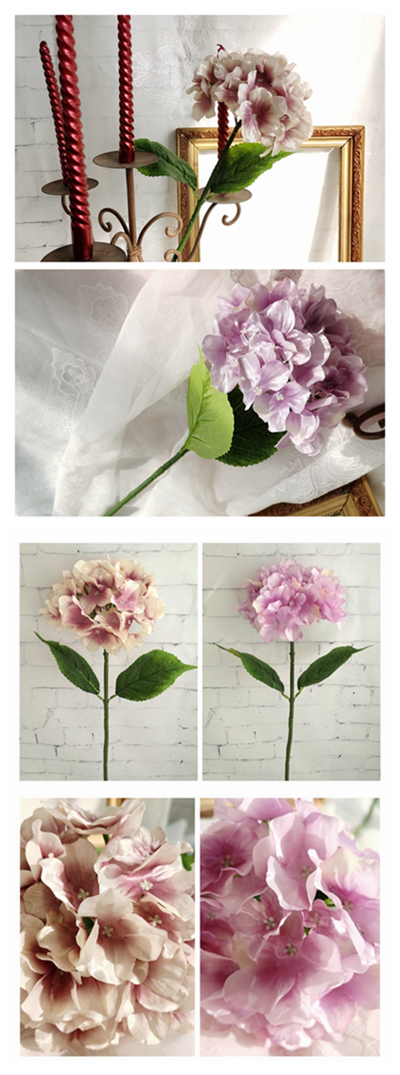 Spring decorative artificial hydrangea flower for home decor simulation silk hydrangea stem