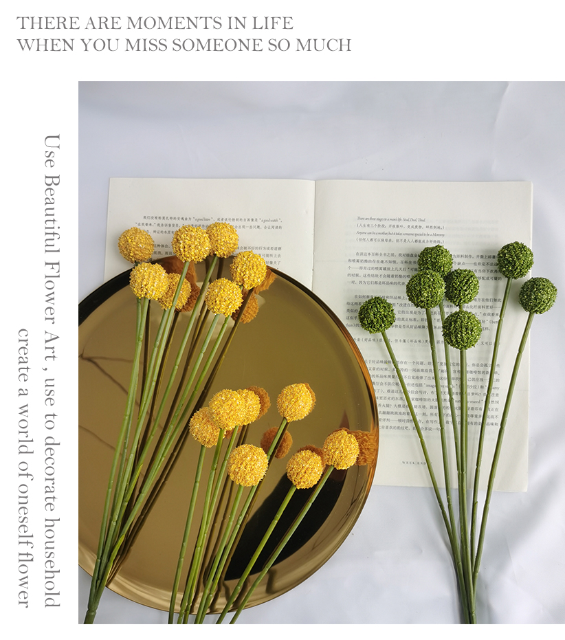 wholesale simulation flowers Craspedia globosa Craspedia spray home wedding decoration artificial flowers manufacturer