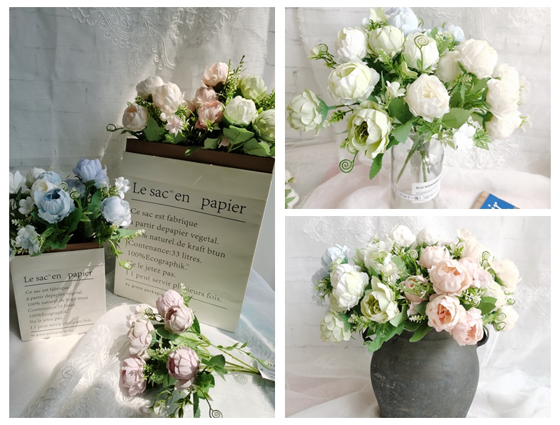 Home decoration colorful artificial peony bouquet silk artifical flower