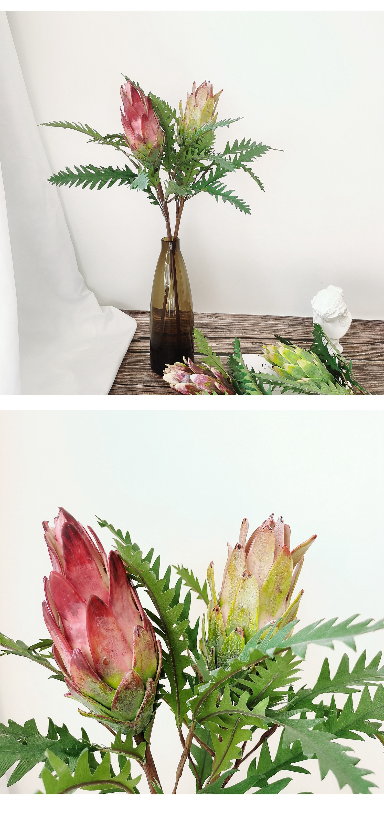 Artificial flower plastic giant protea cynaroides for home and wedding decoration simulation king protea flower