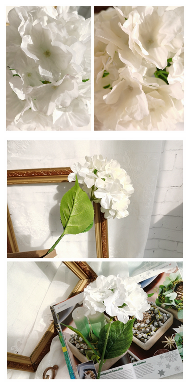 Spring decorative artificial hydrangea flower for home decor simulation silk hydrangea stem