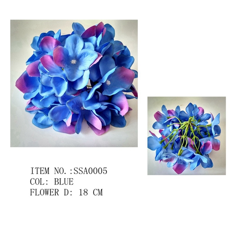 Wholesale Artificial Silk Hydrangea Flower head  Diameter 18CM  for wedding decoration