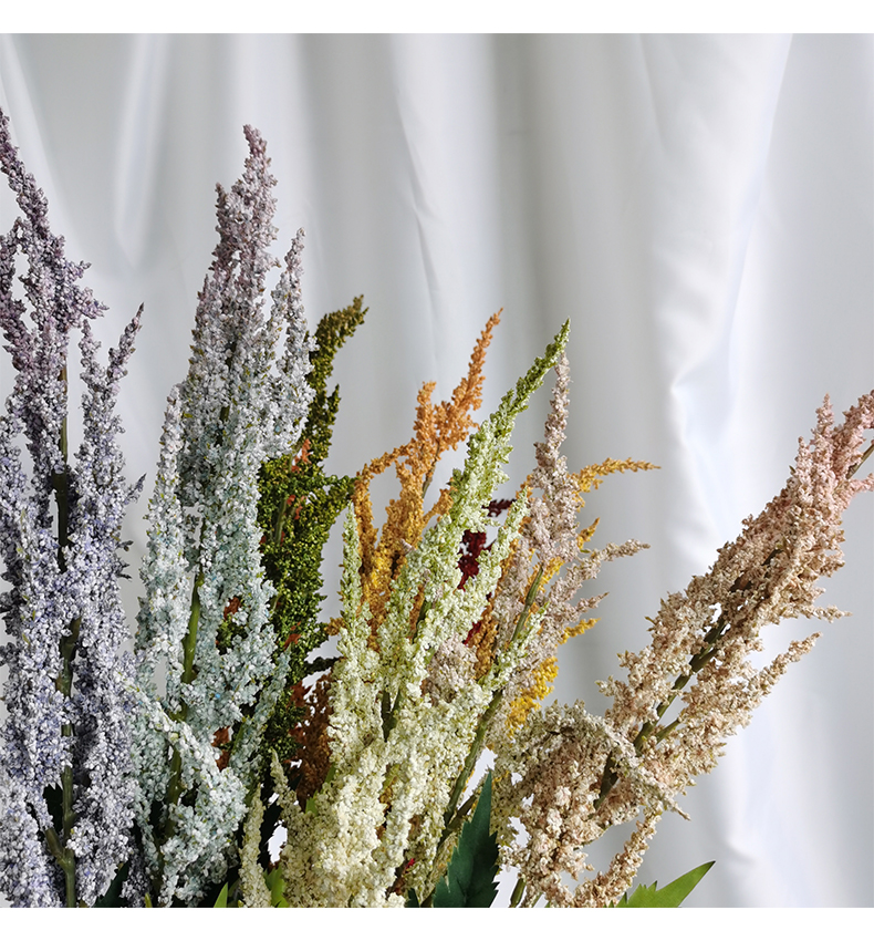 wholesale simulation flowers long stem astilbe chinensis spray home wedding decoration artificial flowers manufacturer