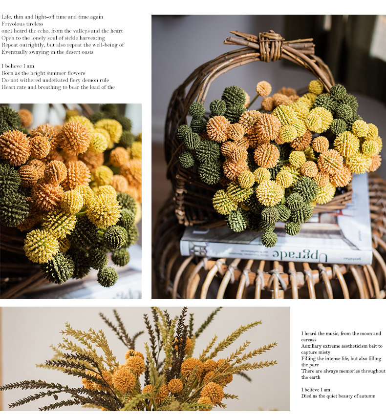 wholesale simulation flowers Craspedia globosa Craspedia spray home wedding decoration artificial flowers manufacturer