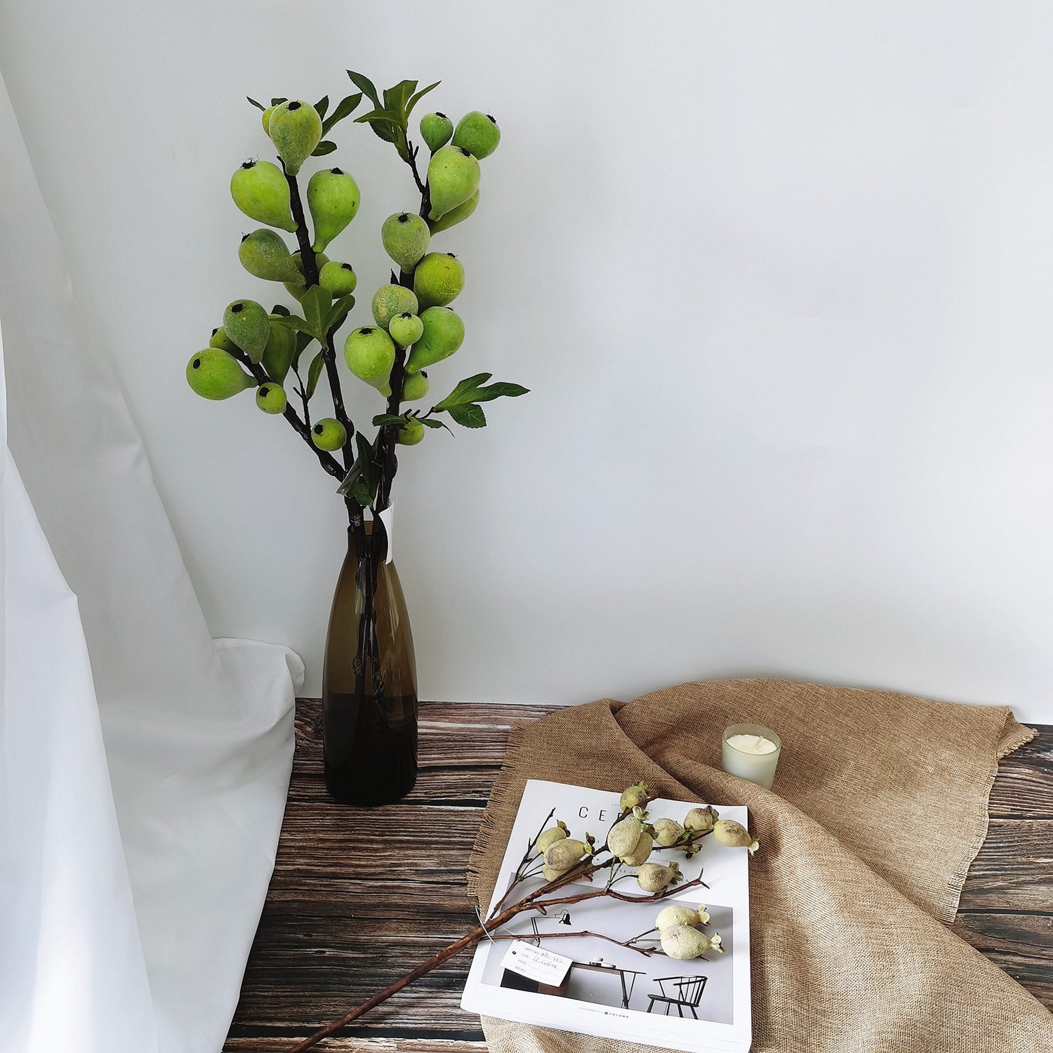 Artificial 3 heads silk king protea flower for home decor fake protea flower