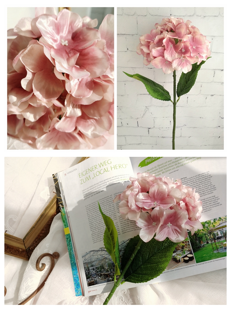 Spring decorative artificial hydrangea flower for home decor simulation silk hydrangea stem