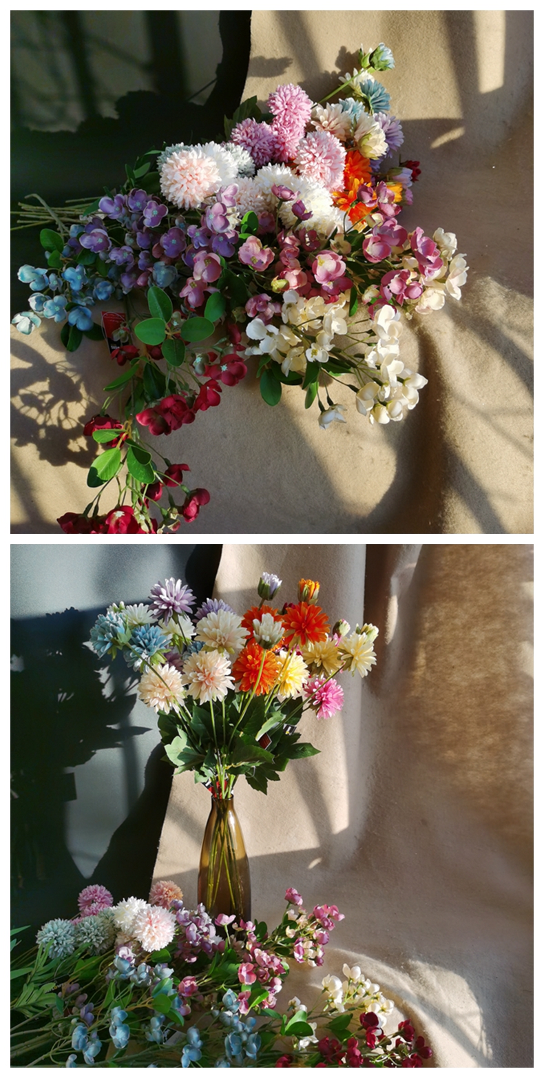 For wedding decor artificial flower  4 flower head ball chrysanthemum